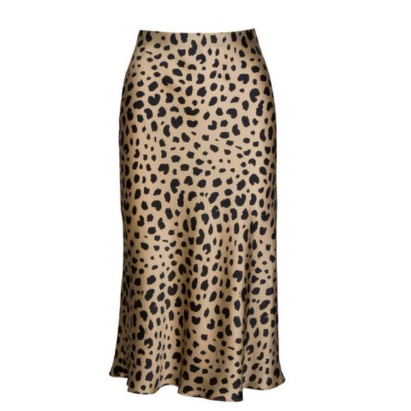 Realisation Par The Naomi Wild Thing Silk Midi Slip Skirt Leopard PrintS